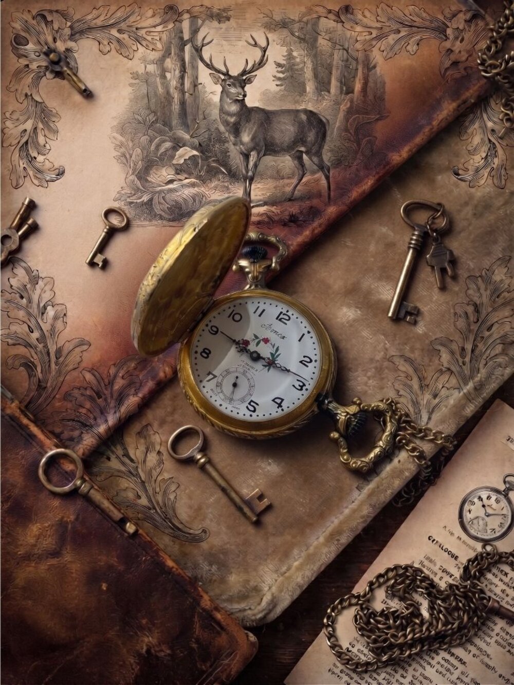 Vintage Arnex 17 Jewel Incabloc Swiss Pocket Watch, Hunter Case, Intricate Relie